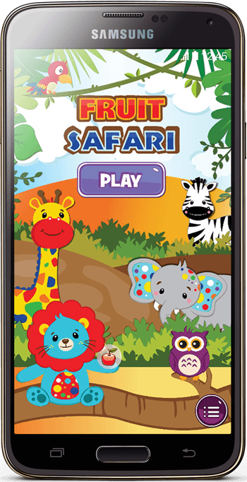 Fruit Safari android game menu screenshot in nexus 6 mockup